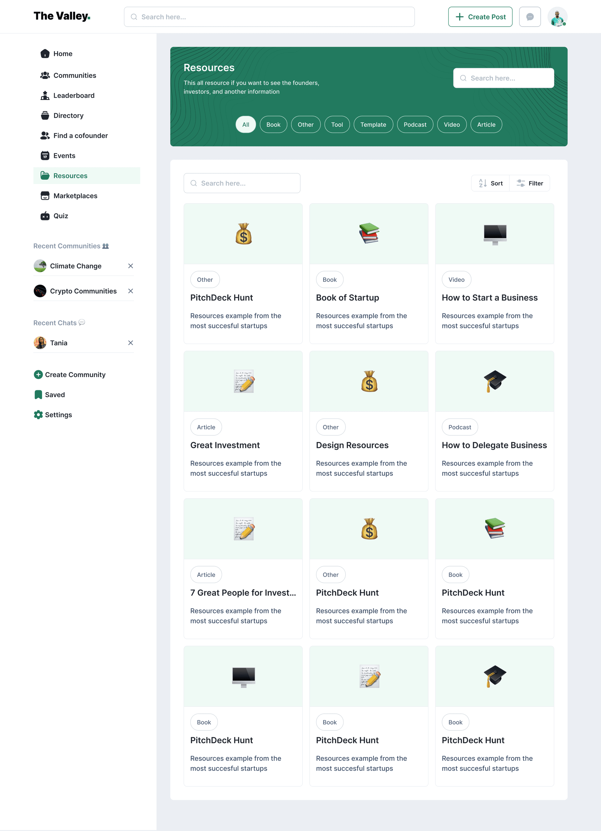 resources screen design